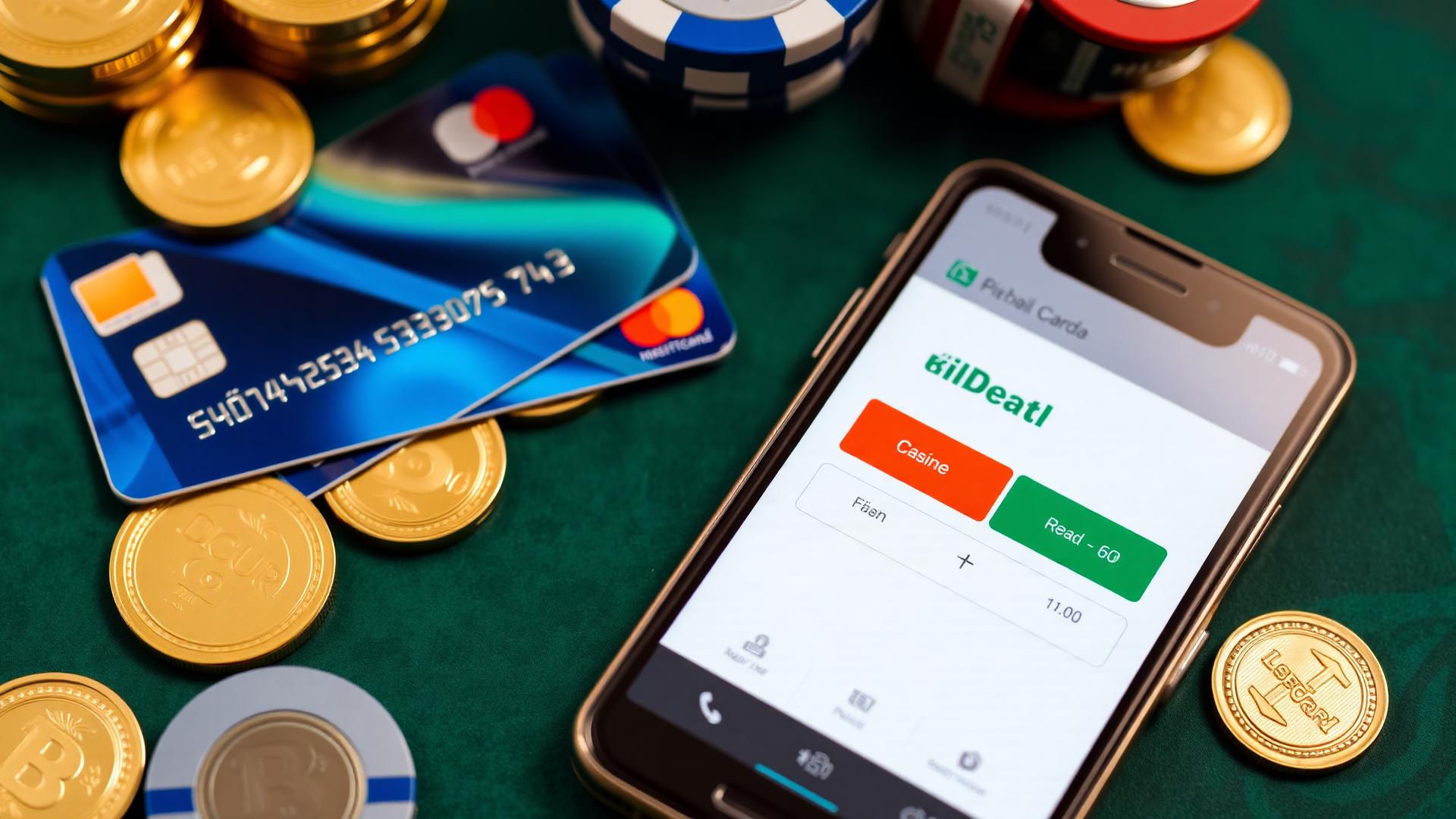iDEAL betaling, creditcards en casinochips op een speeltafel